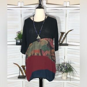 Vintage Y2K Black Boho Cotton Gauze Tunic Large